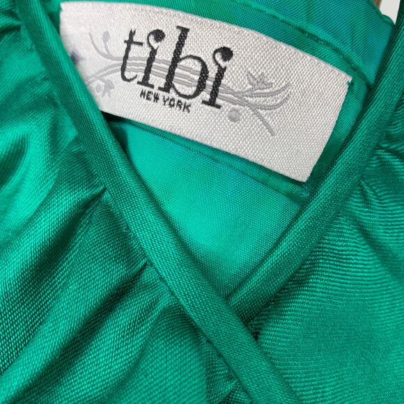 Tibi Dress Women's Apx Sz S Ruffled Halter Mini Sleeveless Solid Green - Picture 7 of 8